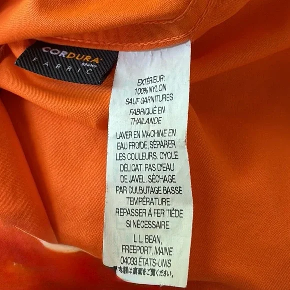 LL Bean Blaze Orange Nylon Hooded Jacket Windbreaker Size Large Regular - Picture 9 of 10